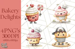 Sweet Treats Bakery Clipart PNG, Adorable Pastry Chefs Product Image 1