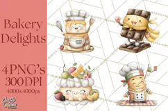 Sweet Treats Bakery Clipart PNG, Adorable Pastry Chefs Product Image 1