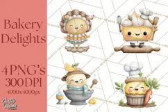 Sweet Treats Bakery Clipart PNG, Adorable Pastry Chefs Product Image 1