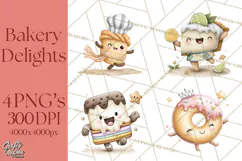 Sweet Treats Bakery Clipart PNG, Adorable Pastry Chefs Product Image 1