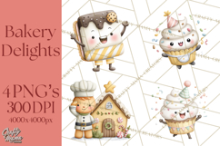 Sweet Treats Bakery Clipart PNG, Adorable Pastry Chefs Product Image 1