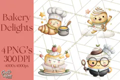 Sweet Treats Bakery Clipart PNG, Adorable Pastry Chefs Product Image 1