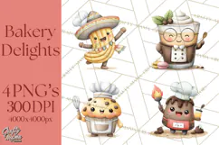 Sweet Treats Bakery Clipart PNG, Adorable Pastry Chefs Product Image 1
