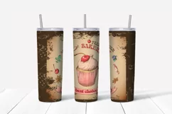 Bakery sublimation design Skinny tumbler wrap design 