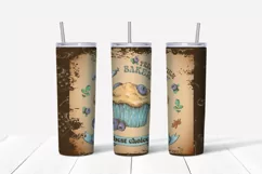 Bakery sublimation design Skinny tumbler wrap design 