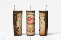 Bakery sublimation design Skinny tumbler wrap design 