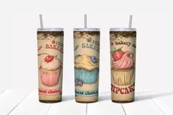 Bakery sublimation design Skinny tumbler wrap design 