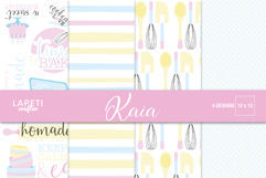 Baking journal digital papers in soft pastel colors.