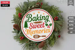 Baking Sweet Memories SVG | Christmas Round Sign SVG | Xmas Product Image 1
