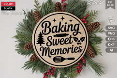 Baking Sweet Memories SVG | Christmas Round Sign SVG | Xmas Product Image 3