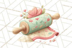 Vintage Baking Tools Clipart, Rolling Pins Whisks Mixing Png Product Image 2