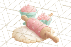 Vintage Baking Tools Clipart, Rolling Pins Whisks Mixing Png Product Image 4