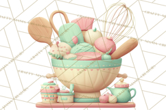 Vintage Baking Tools Clipart, Rolling Pins Whisks Mixing Png Product Image 2