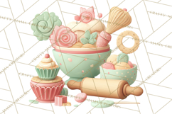 Vintage Baking Tools Clipart, Rolling Pins Whisks Mixing Png Product Image 3