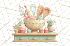 Vintage Baking Tools Clipart, Rolling Pins Whisks Mixing Png Product Image 5