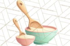 Vintage Baking Tools Clipart, Rolling Pins Whisks Mixing Png Product Image 5