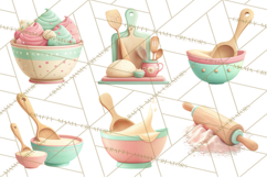 Vintage Baking Tools Clipart, Rolling Pins Whisks Mixing Png Product Image 2