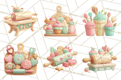 Vintage Baking Tools Clipart, Rolling Pins Whisks Mixing Png Product Image 7