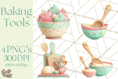 Vintage Baking Tools Clipart, Rolling Pins Whisks Mixing Png Product Image 1