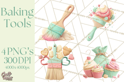Vintage Baking Tools Clipart, Rolling Pins Whisks Mixing Png Product Image 1