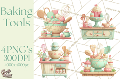Vintage Baking Tools Clipart, Rolling Pins Whisks Mixing Png Product Image 1