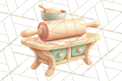 Vintage Baking Tools Clipart, Rolling Pins Whisks Mixing Png Product Image 4