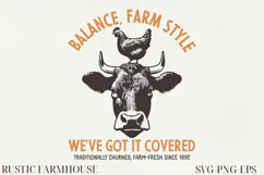 Rustic Farmhouse Line Art Clipart | SVG & PNG Product Image 1