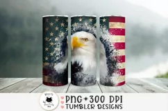 patriotic eagle tumbler png design shown on a nature background