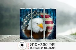 patriotic sublimation design with an eagle shown on tumblers