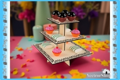 3-Tier Laser-Cut Cake Stand, Decorative Base for Party Table Product Image 9