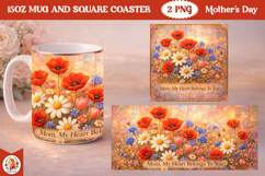 Mother’s Day luxury Mug &amp; Coaster Sublimation Design Product Image 1