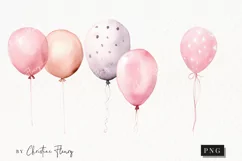 Watercolor Birthday Balloons Clipart | Watercolor Party PNG Product Image 1