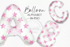 Pink Stars | Balloon Alphabet Clipart PNG Product Image 1
