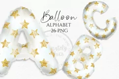 Gold Stars | Balloon Alphabet Clipart PNG Product Image 1