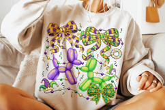 Mardi Gras Balloon Dog Coquette Bow PNG, Mardi Gras PNG Product Image 1