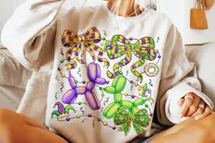 Mardi Gras Balloon Dog Coquette Bow PNG, Mardi Gras PNG Product Image 1