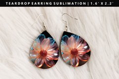 Puff Flower Teardrop Earring Sublimation PNG Design Product Image 4