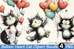 Balloon Heart Cat Clipart Product Image 1