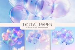 Balloons Birthday Pastel Party Backdrop Background Wallpaper Product Image 1
