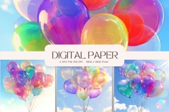 Balloons Birthday Pastel Party Backdrop Background Wallpaper Product Image 1