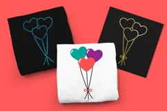 heart balloon SVG trio with regular SVG, single line sketch, and rhinestone versions