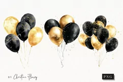 Watercolor New Years Balloons | New Years PNG Product Image 1