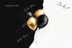 Watercolor New Years Balloons | New Years PNG Product Image 2