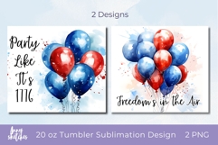 4th of July Balloons Tumbler Wrap PNG 20 oz Skinny Tumbler Product Image 2