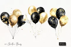 Watercolor New Years Balloons | New Years PNG Product Image 1