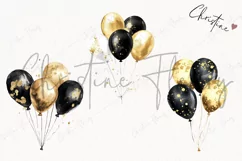 Watercolor New Years Balloons | New Years PNG Product Image 3