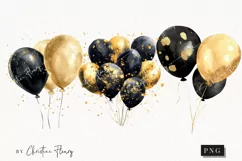 Watercolor New Years Balloons | New Years PNG Product Image 1