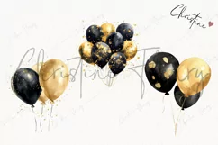Watercolor New Years Balloons | New Years PNG Product Image 3