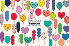 Colored Party Balloons | Hand drawn Birthday Doodles Product Image 1