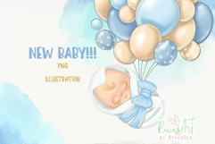 Baby with balloons PNG | Baby sublimation | Balloons clipart Product Image 1